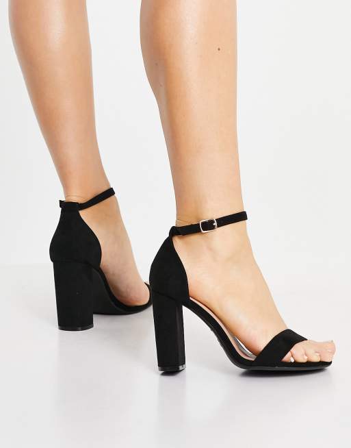 Sandalias negras de tac n ancho de antelina de New Look