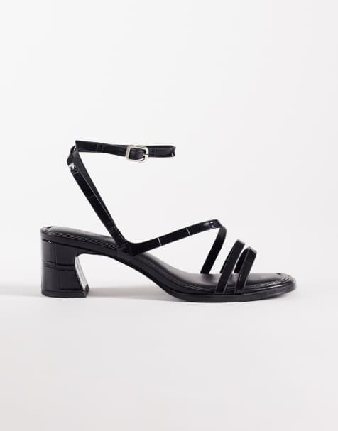 Sandalias negras de tacón medio grueso Honeybee de ASOS DESIGN - view 1