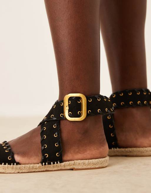 Sandalias negras estilo alpargatas con pespuntes Jazzy de ASOS DESIGN, 2 de 4