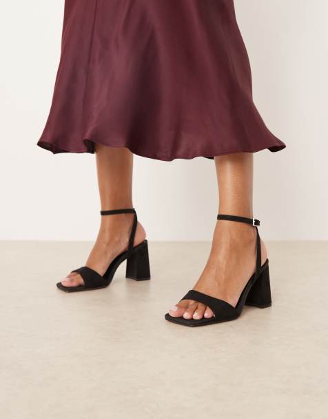 Sandalias negras minimalistas de tacón grueso Hotel de ASOS DESIGN Wide Fit - view 1