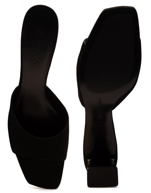Sandalias negras para mujer con tacón grueso de ante Park de Off The Hook, 4 de 4