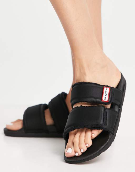 Sandalias negras sin cierres con diseño de dos tiras ajustables Original de Hunter