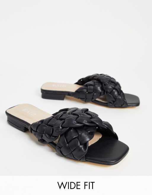 Sandalias negras sin cierres con diseño trenzado Destiny de Raid Wide Fit