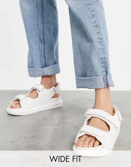 Sandalias planas blancas hueso acolchadas con suela gruesa Amylia de RAID Wide Fit