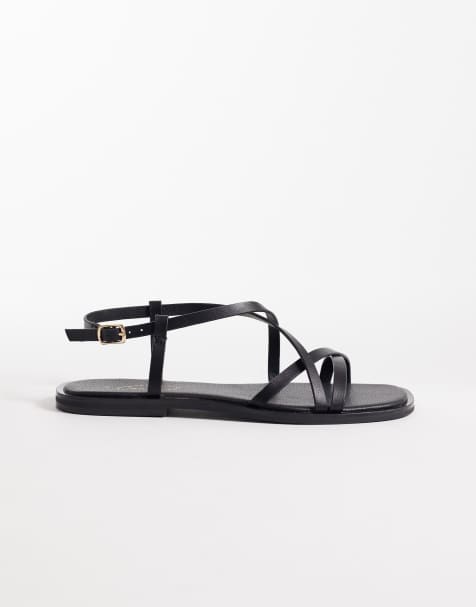 Sandalias planas negras con múltiples tiras de New Look - view 1