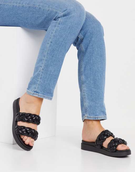 Sandalias tiras negras discount planas