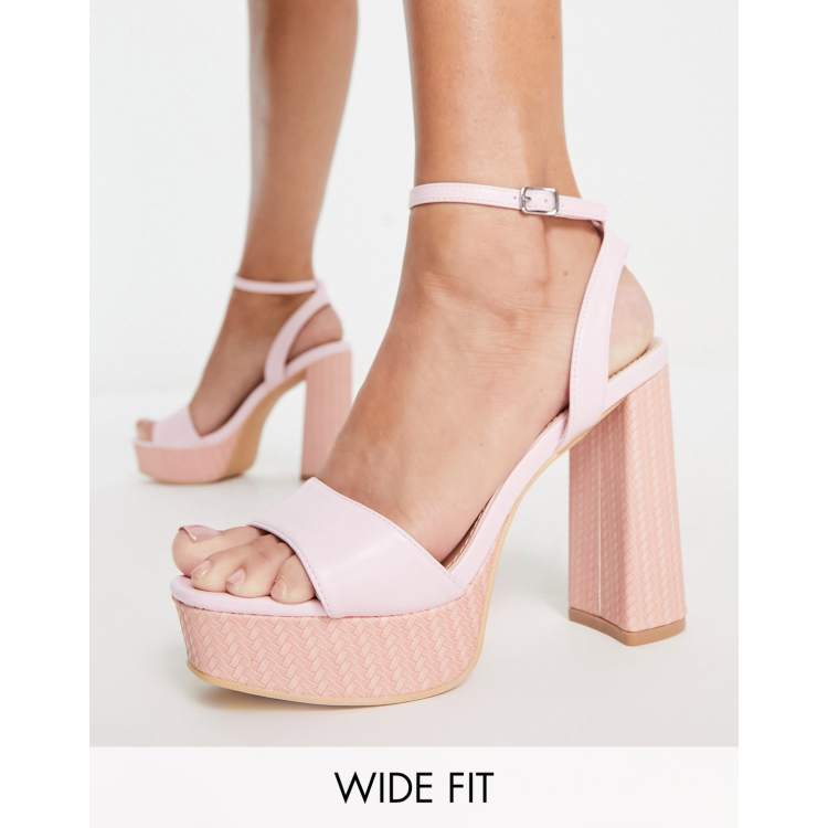 Sandalias rosa pastel de tacón con plataforma estilo alpargata de Glamorous  Wide Fit | ASOS