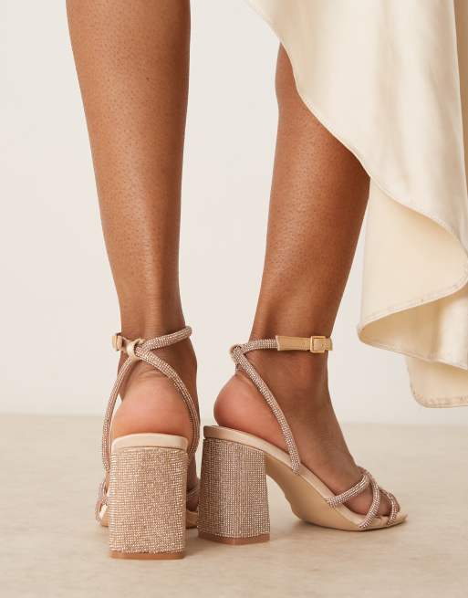 Sandalias rosa rubor de tacón grueso con diseño adornado Danya de Be Mine, 3 de 4