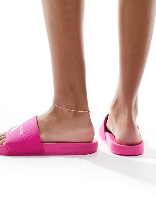 Sandalias rosas con logo de monograma de Calvin Klein Jeans, 4 de 4