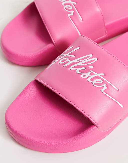 Sandalias rosas con logo de texto de Hollister ASOS