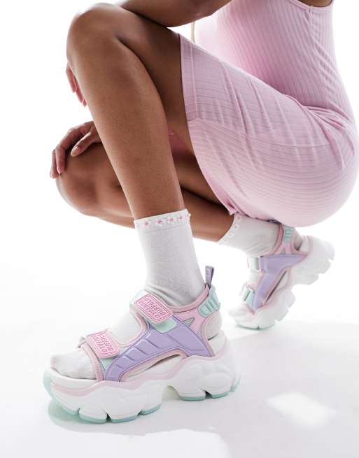 Sandalias rosas multicolores planas Binary Track de Buffalo