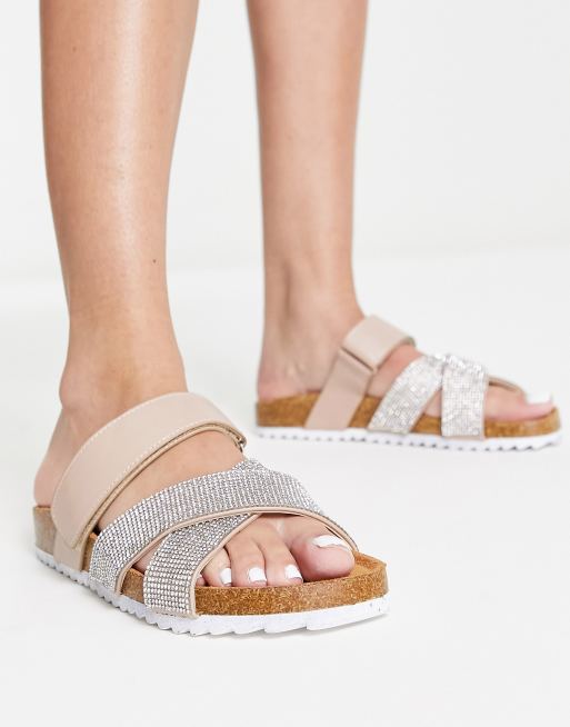 Sandalias rosas planas con tiras cruzadas y strass Fiery de ASOS DESIGN, 4 de 4