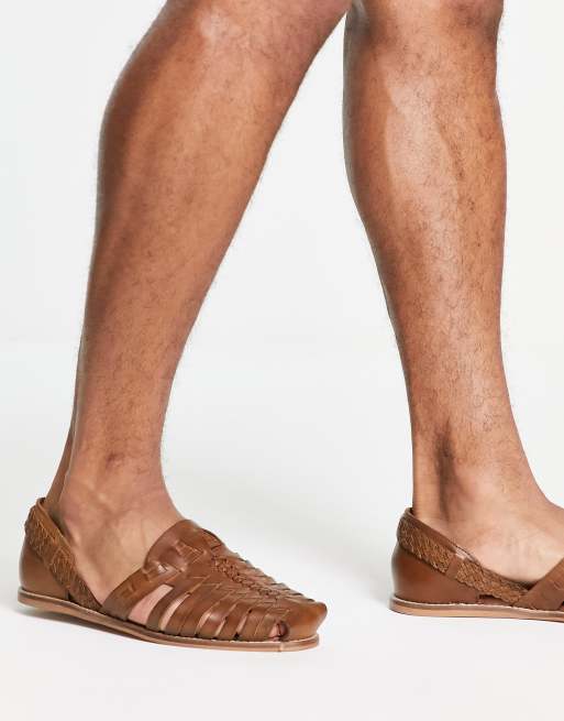 Sandalias tostadas con diseño entretejido de cuero de ASOS DESIGN, 3 de 4