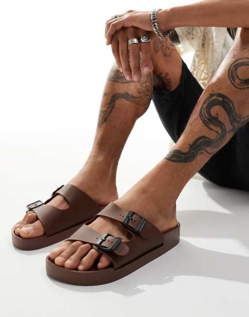 Sandalias tostadas de goma con hebillas de London Rebel X