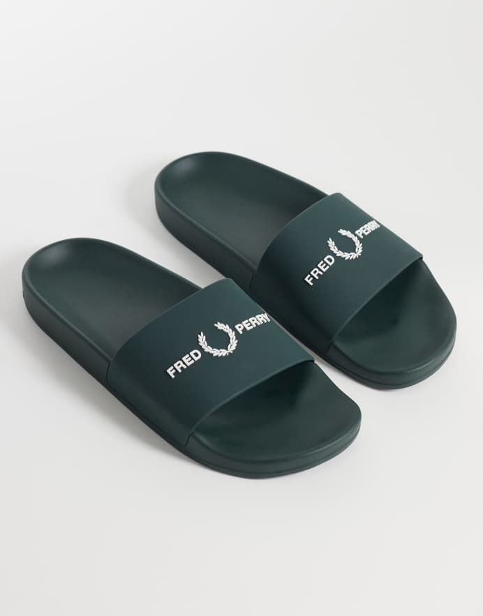Fred Perry Sandalias verdes con logo de