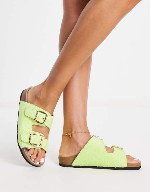 Sandalias verdes de piel de oveja de Replay ASOS