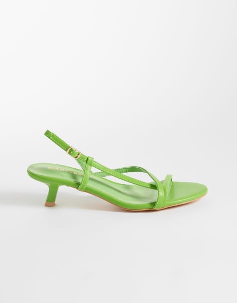 Sandalias verdes de tacón bajo con diseño de tiras de Glamorous - view 1