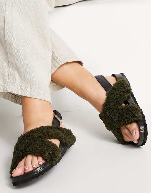 Sandalias verdes planas de peluche de Kaltur, 3 de 4