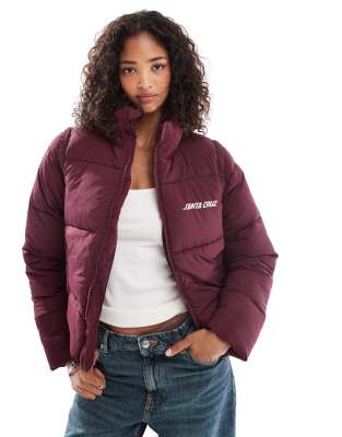 Santa Cruz Santa Cruz 2 in 1 relaxed quilted jacket with zip off sleeves in burgandy-Red