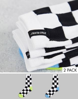 Santa Cruz 2 pack socks in checkerboard