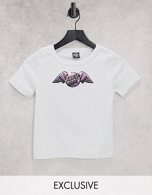 Santa Cruz 90s fitted t-shirt with wings logo graphic in grey