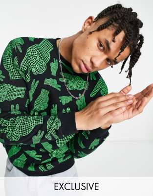 Santa Cruz all over atomic peace print sweatshirt in black/green exclusive at ASOS