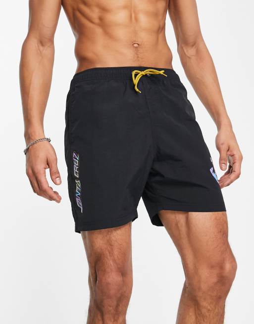 Santa Cruz aqua react holo hand swimshorts in black ASOS