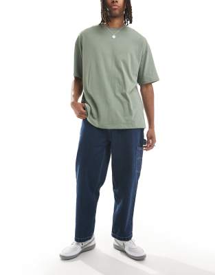 Santa Cruz Santa Cruz baggy carpenter jeans in dark wash blue with contrast stiching-Navy