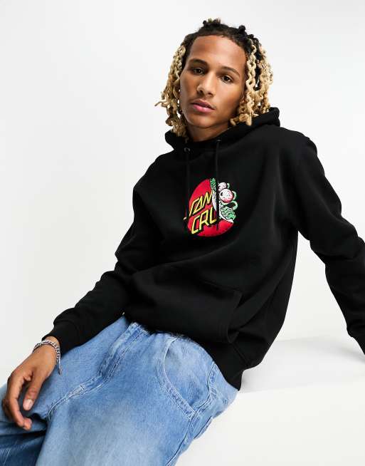 Santa Cruz Beware dot pullover hoodie in black with chest print ASOS