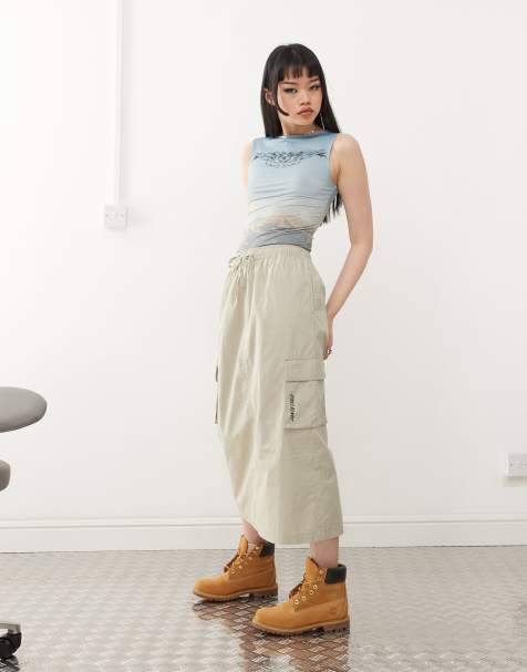 Santa Cruz midi cargo skirt in beige