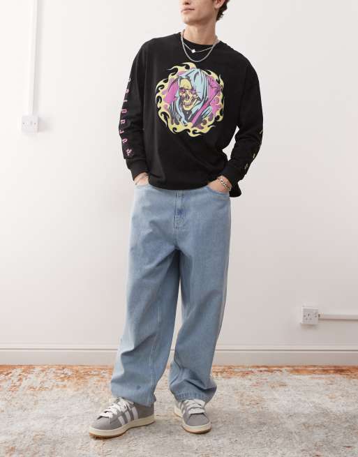 Santa Cruz - Big - Baggy jeans in lichte wassing blauw