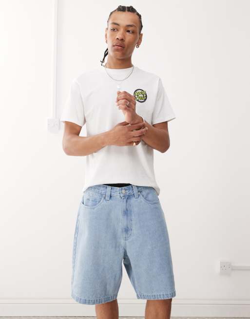 Santa Cruz – Big – Blå, ljustvättade jeansshorts, 3 av 5