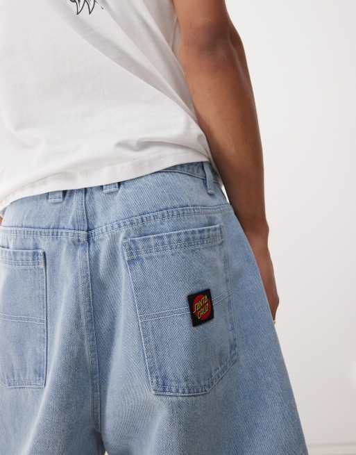 Santa Cruz – Big – Blå, ljustvättade jeansshorts, 4 av 5