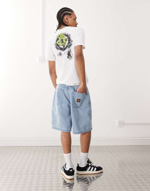Santa Cruz – Big – Blå, ljustvättade jeansshorts, 5 av 5