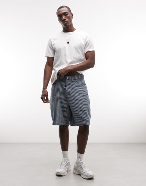 Santa Cruz Big denim hickory stripe loose shorts in blue - view 1