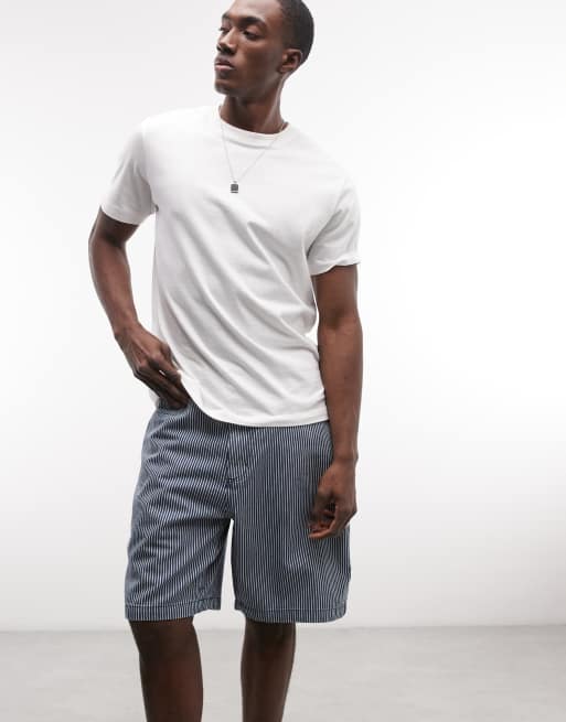 Santa Cruz Big denim hickory stripe loose shorts in blue, 2 of 5