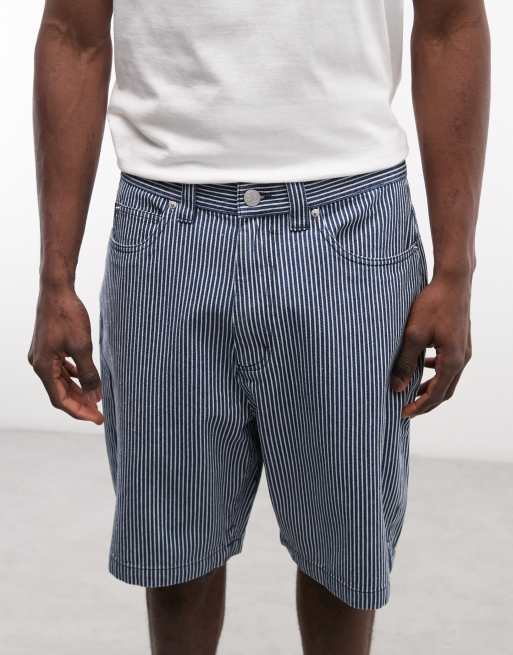 Santa Cruz Big denim hickory stripe loose shorts in blue, 4 of 5