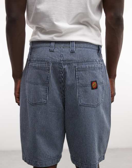 Santa Cruz Big denim hickory stripe loose shorts in blue, 5 of 5
