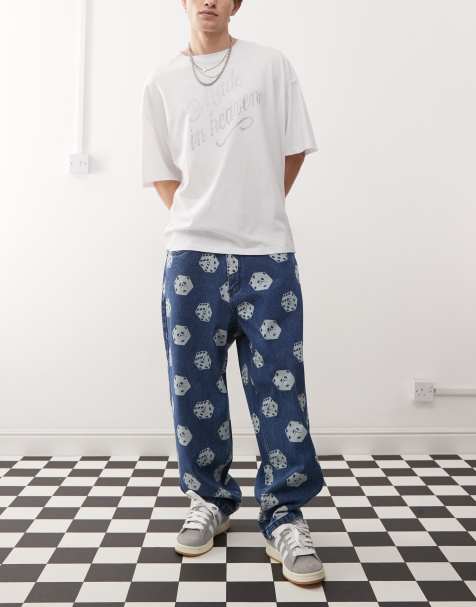 Santa Cruz Big – Weite Jeans in dunkelblauer Waschung mit Würfelprint - view 1