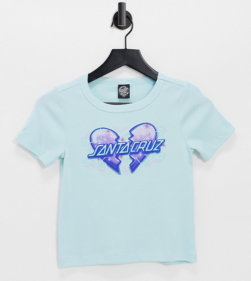 Santa Cruz - Blå t-shirt med knust hjerte-grafik i 90'er-stil