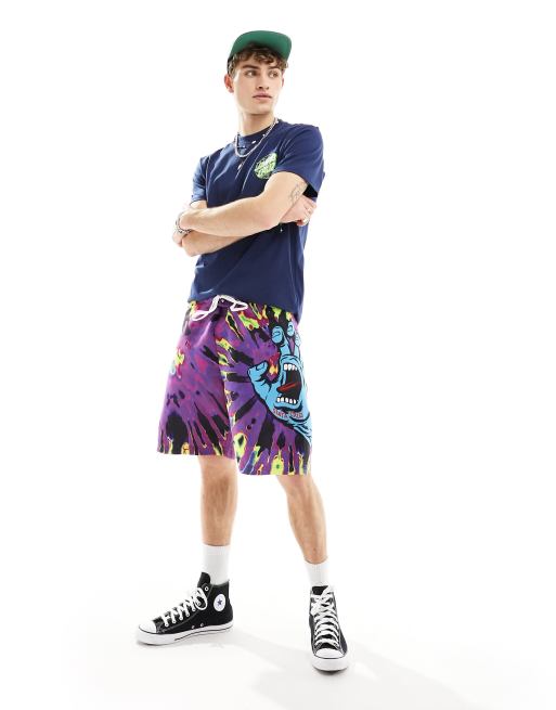 Santa Cruz - Boardshort à imprimé main hurlante effet tie-dye - Violet
