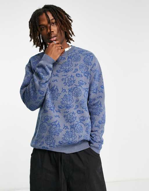 Santa Cruz botanical knitted jumper in blue | ASOS