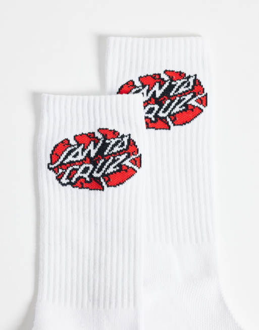 Santa Cruz broken dot logo socks in white, 2 of 3