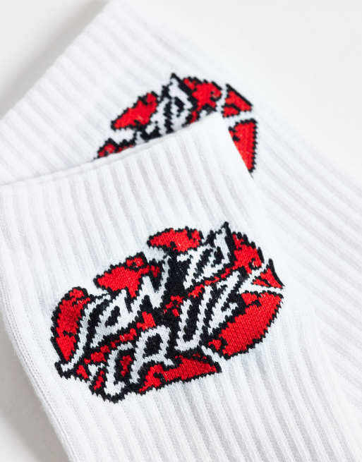Santa Cruz broken dot logo socks in white, 3 of 3