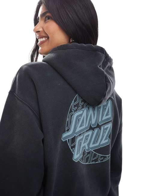 SATUR Angel cross stitch brushed hooded sweatshirt charcoal