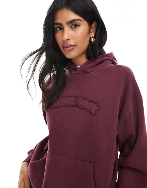 Santa Cruz brushed fleece boxy logo hoodie in burgundy (part of a set)
