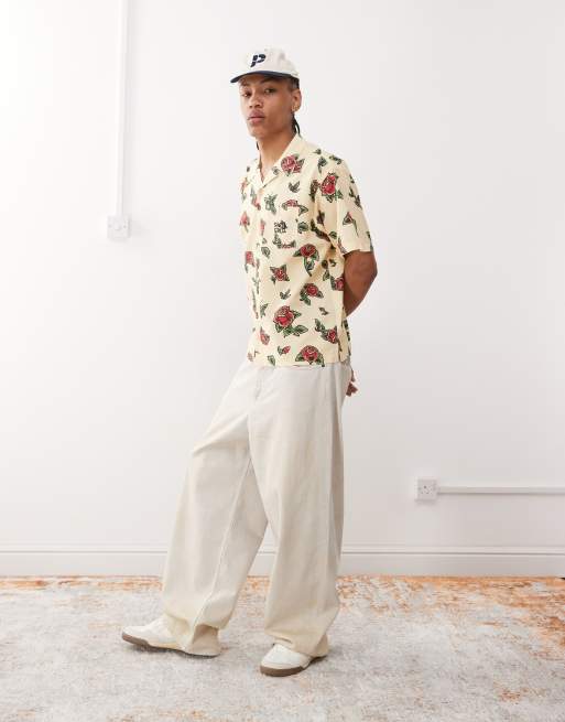 Santa Cruz - Camicia a maniche corte multicolore con logo e stampa di rose