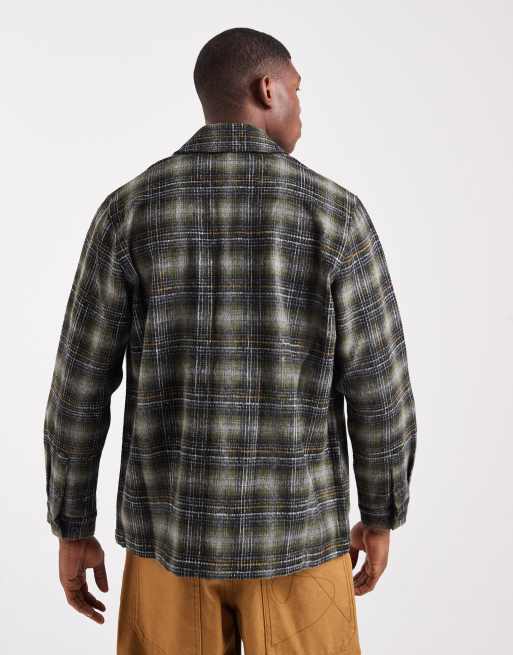 Santa Cruz - Camicia verde oliva a quadri con maniche lunghe e doppie tasche, 3 di 5