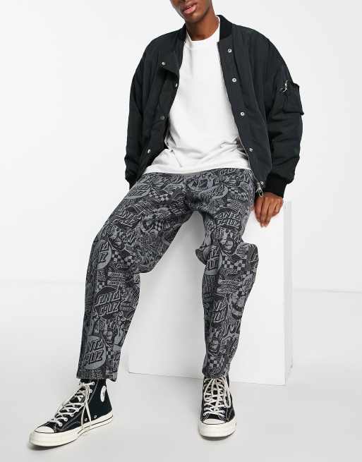 Santa Cruz - Canvas broek met labelprint in zwart