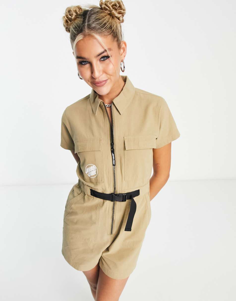 Santa Cruz cargo playsuit in beige